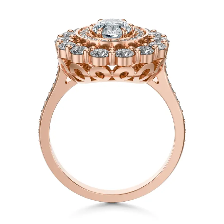 Pierścionek z owalnym diamentem różowe złoto SBP_016